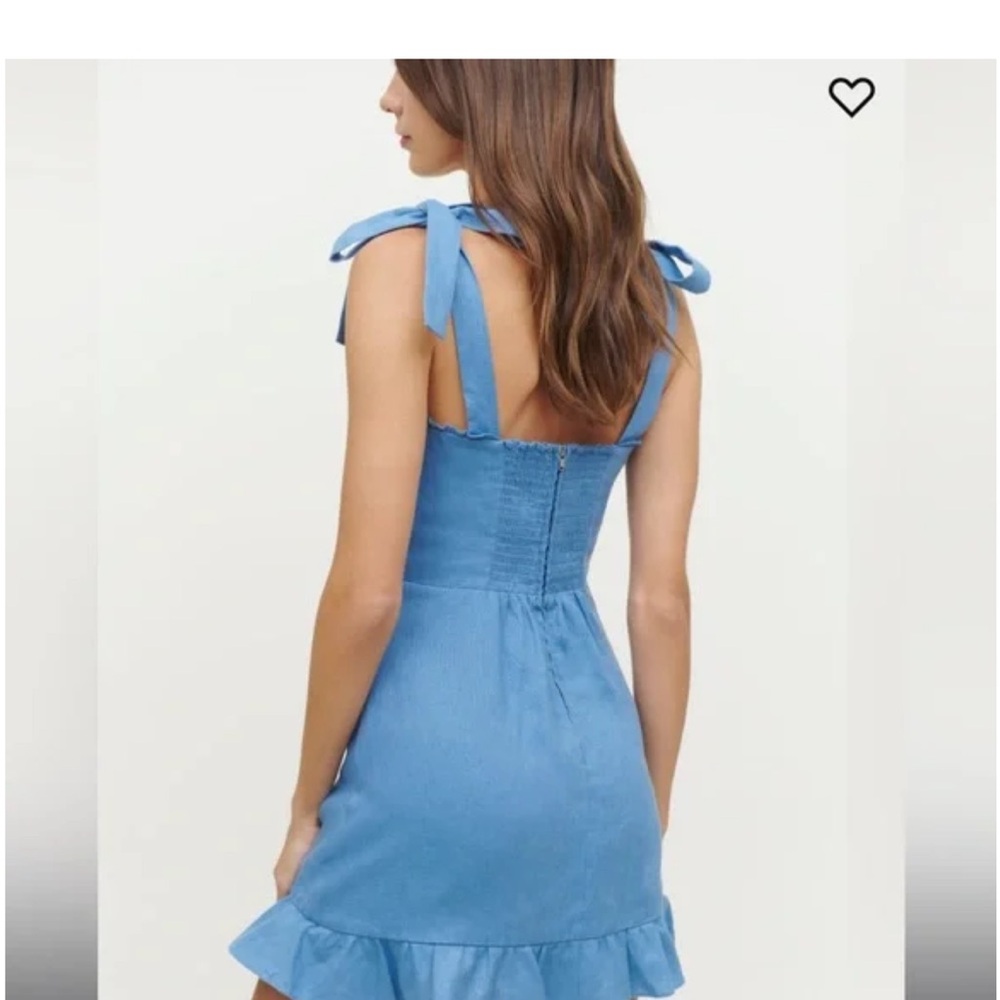 Blue Sleeveless Dress with Bow Straps - Picture 3 of 8